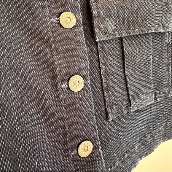 3x1 denim jean button front textured mini skirt high low hem size XS - Picture 4 of 7